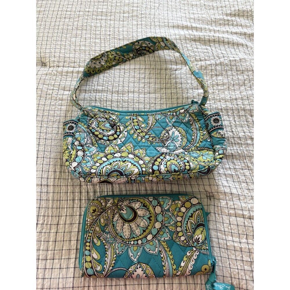 Vera Bradley Peacock floral small hobo bag and medium zip wallet retired pattern